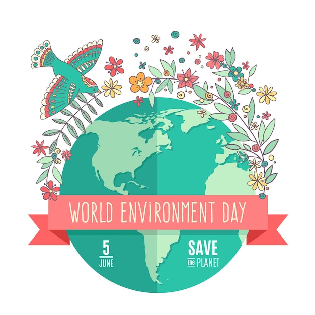 Koncepcja światowego Dnia środowiska Z Zielonymi Liśćmi I Napisem Save The Planet