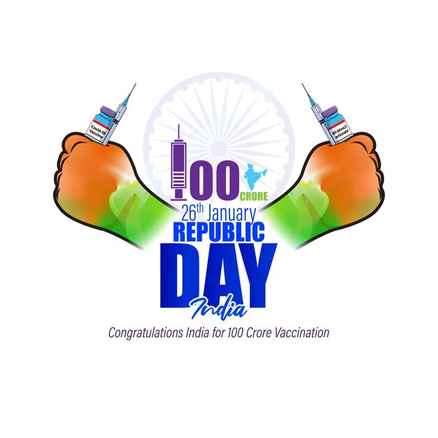 Koncepcja Szczepień 100 Crore Baner Dnia Republiki Indii