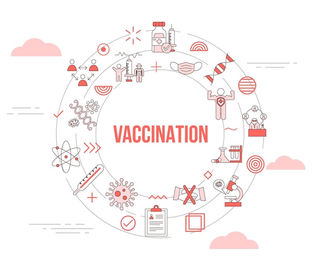 Koncepcja Szczepień Z Ikoną Ustaw Szablon Transparent I Okrąg Okrągły Kształt Ilustracji Wektorowych
