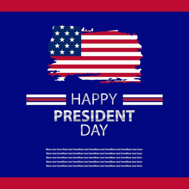 Plik wektorowy koncepcja szczęśliwego dnia prezydentów z flagą stanów zjednoczonych na ciemnoniebieskim i ciemnoczerwonym tle