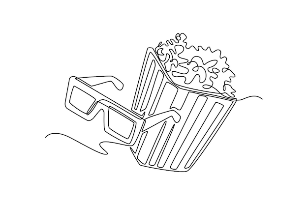 Koncepcja teatru filmowego Projekt rysunku pojedynczej linii ilustracja graficzna wektorowa