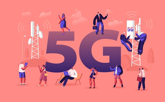 Plik wektorowy koncepcja technologii 5g. płaskie ilustracja kreskówka