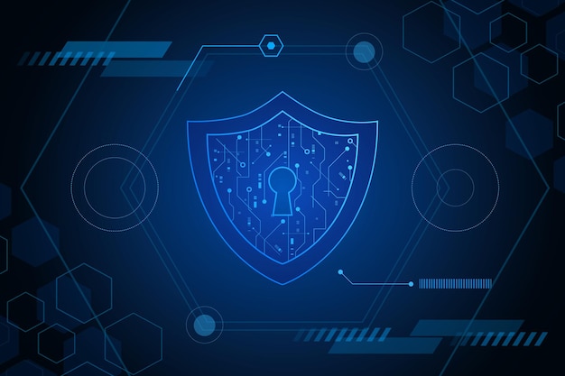 Koncepcja technologii bezpieczeństwa cybernetycznego Tarcza z danymi osobowymi ikony dziurki od klucza