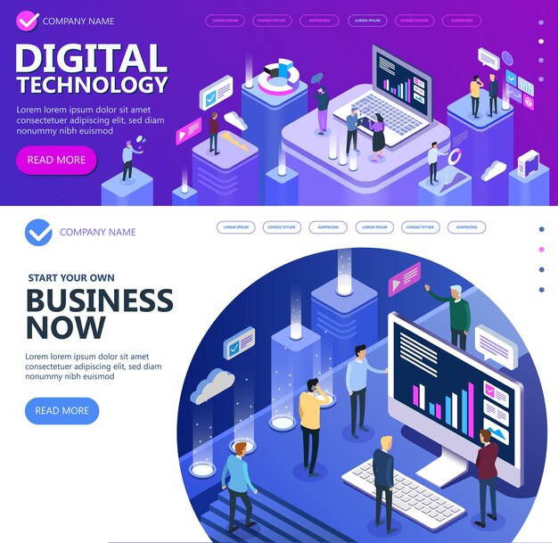 Plik wektorowy koncepcja technologii cyfrowej grafiki biurowe biznesmenów statystyki ikony 3d projekt płaski izometryczny ilustracja wektorowa