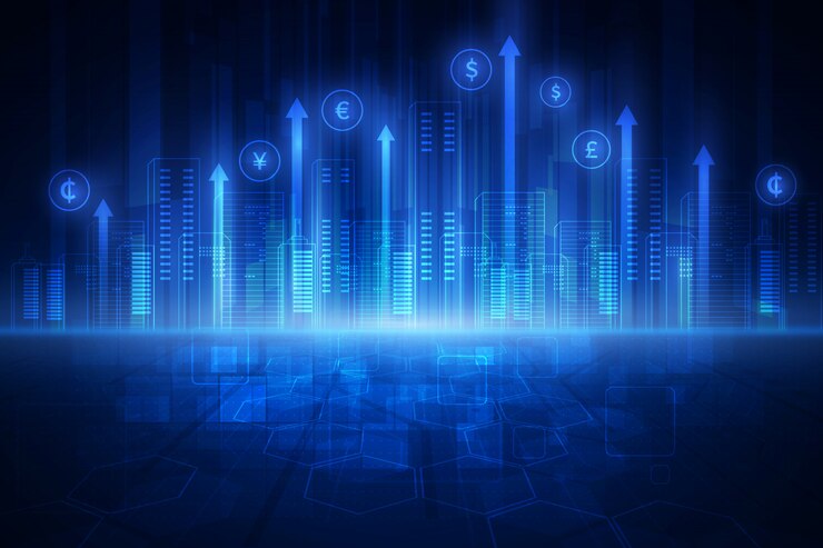 Wektor koncepcja technologii finansowej. fintech. wymiana zagraniczna.