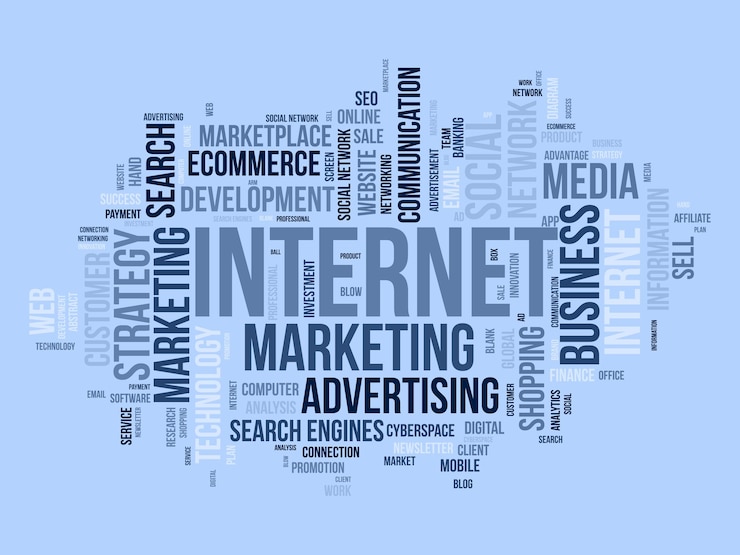 Wektor koncepcja tła chmury słów dla marketingu internetowego reklama internetowa z seo marketing cyfrowy i inne ilustracje wektorowe strategii mediów cyfrowych