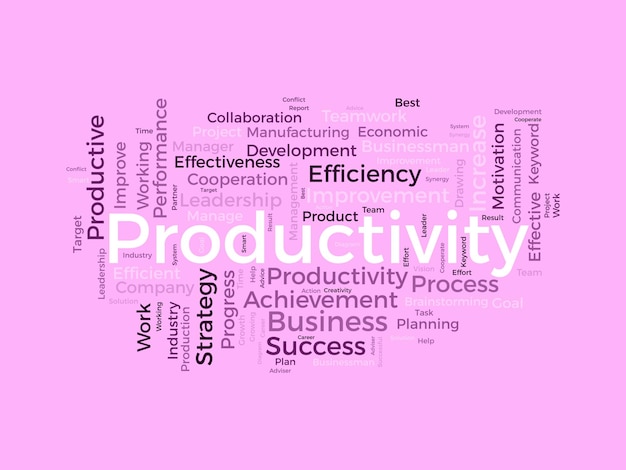 Koncepcja Tła Chmury Słownej Dla Produktywności Osiągnięcia Biznesowe Wydajność Postępu Produkcyjnego Ilustracji Wektora Wzrostu Gospodarczego