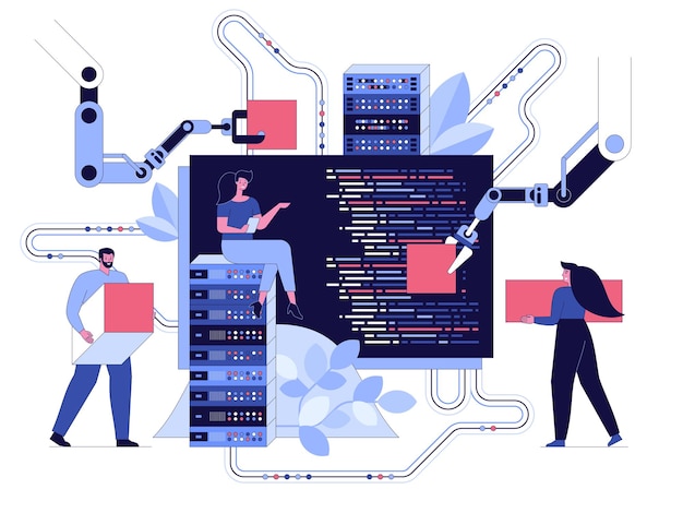 Plik wektorowy koncepcja tworzenia stron internetowych i programowania oprogramowania