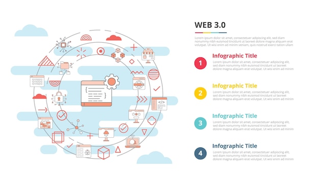 Koncepcja Web 30 Dla Banera Szablonu Infografiki Z Listą Czterech Punktów