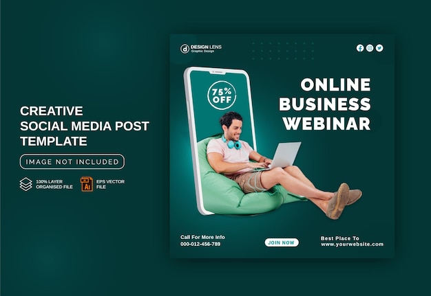 Plik wektorowy koncepcja webinaru biznesowego online reklama banerowa na instagram szablon postu w mediach społecznościowych