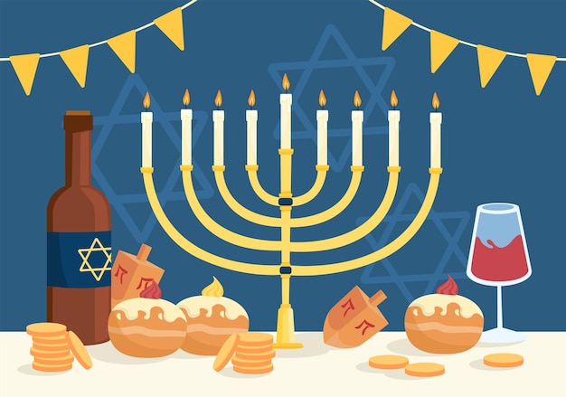 Koncepcja wektora szczęśliwego festiwalu Chanuka