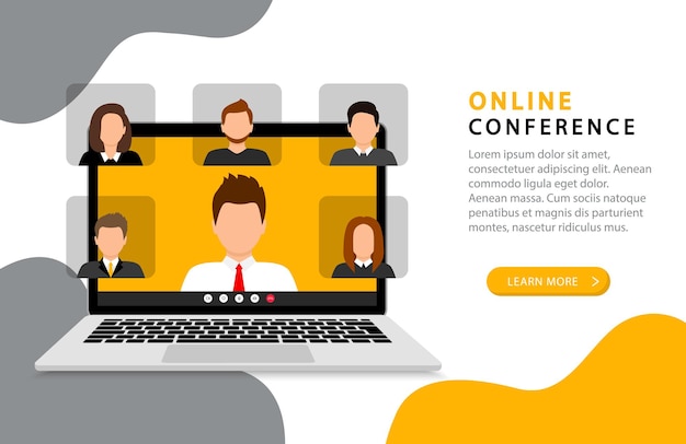 Plik wektorowy koncepcja wideokonferencji na laptopie spotkanie online