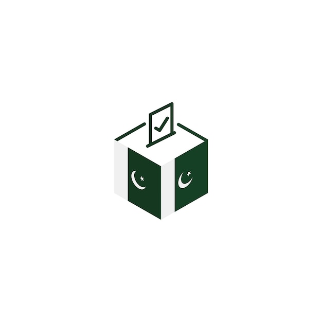 Plik wektorowy koncepcja wyborów w pakistanie demokracja urna do głosowania z flagą ilustracja ikony wektorowej