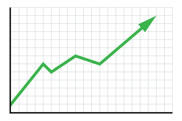Plik wektorowy koncepcja wzrostu rynku finansowego wykres z zieloną strzałką w górę ilustracja wektorowa płaskiej