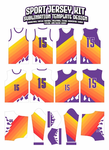Plik wektorowy koncepcja zachodu słońca jersey design szablon wzoru odzieży sportowej