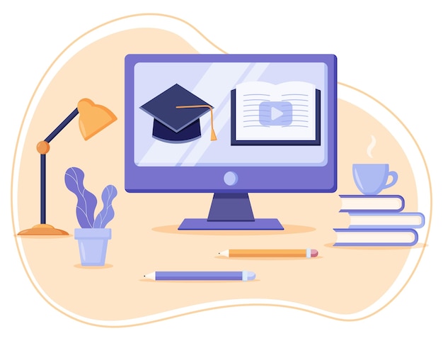 Koncepcja zajęć nline na ekranie monitora do seminarium internetowego i edukacji online