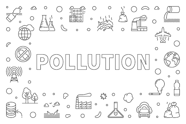 Koncepcja Zanieczyszczenia Zarys Poziomej Minimalnej Ilustracji Wektorowych Transparent