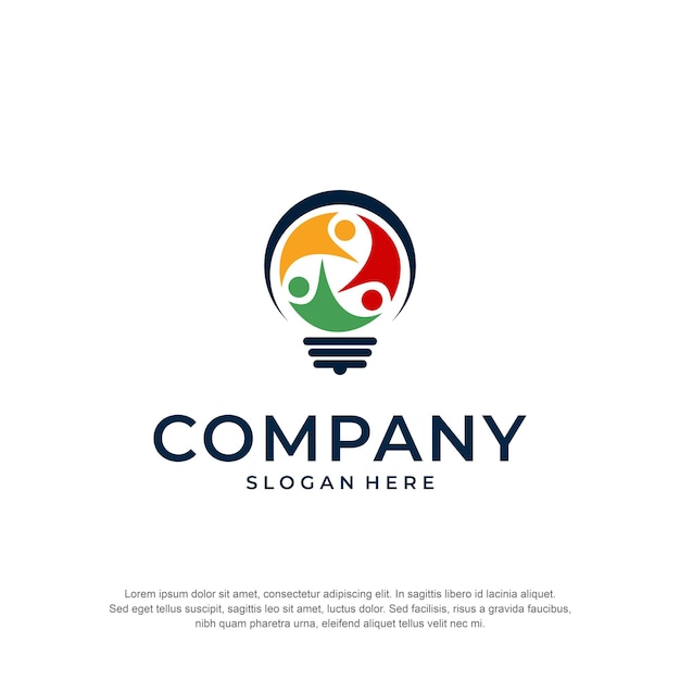 Koncepcja żarówki Logo Firmy Społecznej Wektor Premium