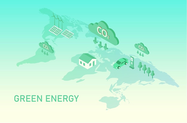 Koncepcja zielonej energii i dnia ziemi, redukcja emisji CO2 i ekologia środowiskowa