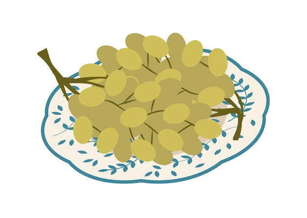 Plik wektorowy koncepcja zielonych winogron na talerzu