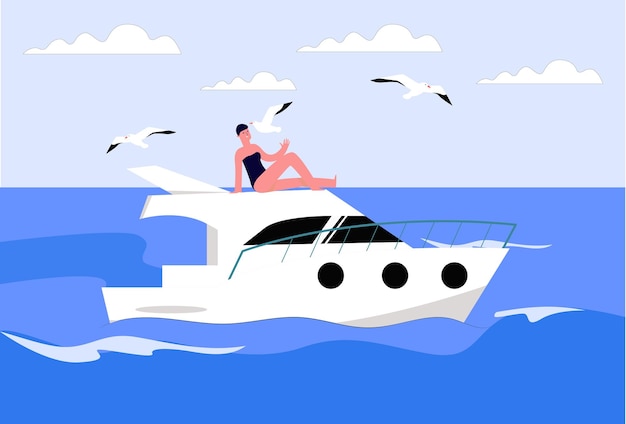 Koncepcyjna ilustracja jachtowa stylowa i piękna