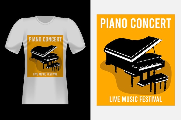 Plik wektorowy koncert fortepianowy ręcznie rysowany styl vintage t-shirt design