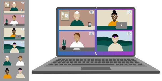 Konferencja wideo z pracy w domu Koledzy różnych narodowości i wieku rozmawiają