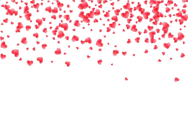 Plik wektorowy konfetti w kształcie serca z płatków walentynek spadających na przezroczystym tle