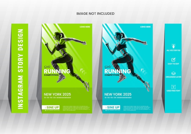 konkurs biegania instagram story design Sport kwadratowy baner