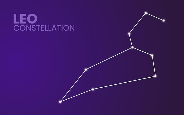 Plik wektorowy konstelacja lwa na nocnym niebie koncepcja astronomii używana do szablonów banerów