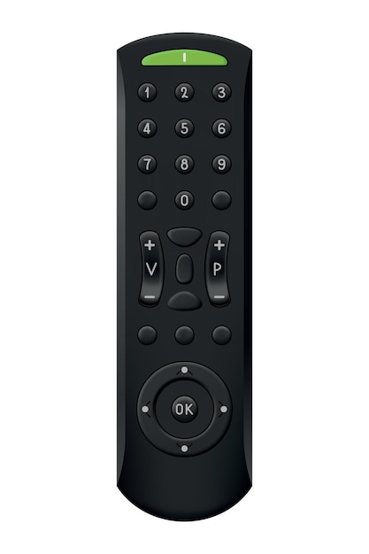Konstrukcja zdalnego sterowania telewizorem z przyciskami Bezprzewodowe urządzenie multimedialne do zdalnego przełączania programów kanałów Uniwersalny sterownik sprzętu technologicznego ilustracja wektora izolowanego