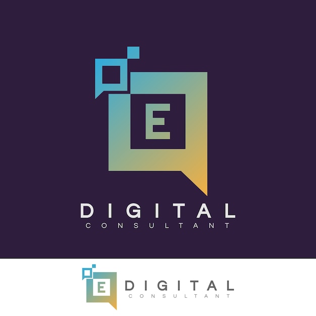 Konsultant Cyfrowy Początkowy List E Logo Design