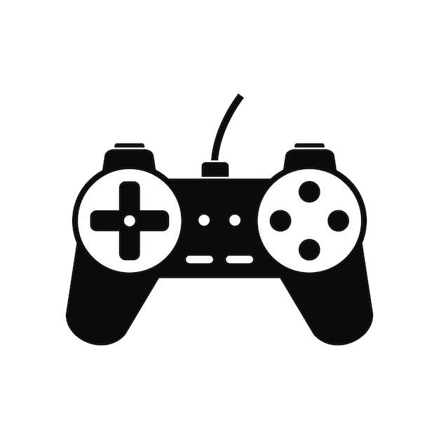 Plik wektorowy kontroler gier wideo czarna prosta ikona izolowana na białym tle