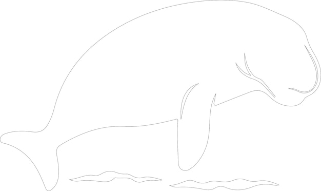 Plik wektorowy kontur dugong z przezroczystym tłem