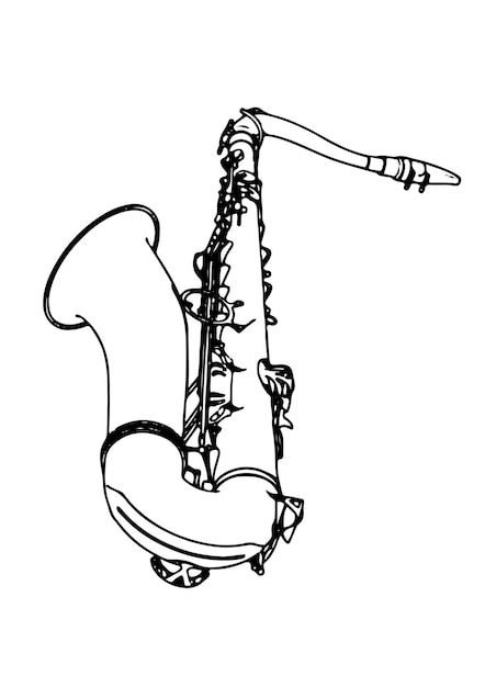 Plik wektorowy kontur saksofonu na białym tle