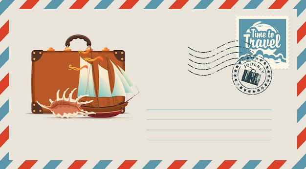 Plik wektorowy koperta pocztowa na temat podróży