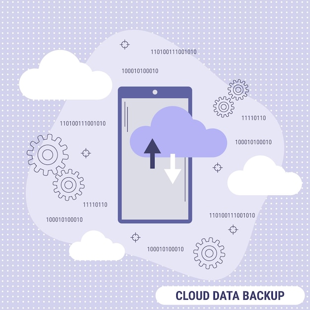 Kopia Zapasowa Danych W Chmurze Płaska Ilustracja Koncepcja Stylu Wektor