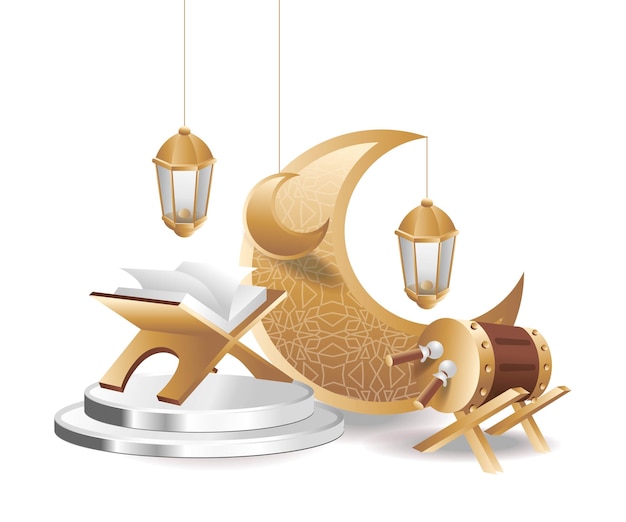 Koran na podium Ramadan kareem ilustracja koncepcja