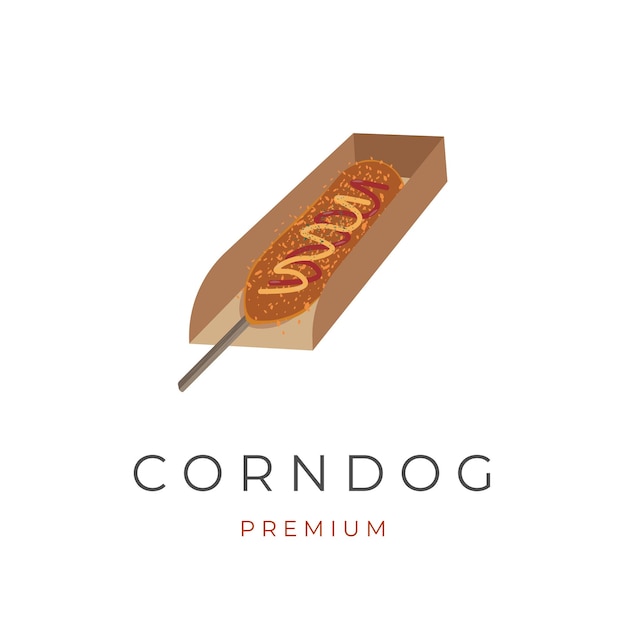 Koreański Street Food Wektor Ilustracja Logo Corn Dog Na Opakowaniu