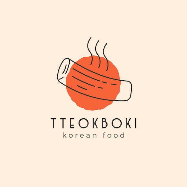 Plik wektorowy koreańskie jedzenie tteokbokki logo wektor minimalistyczny projekt ilustracji koreańskie oryginalne logo żywności