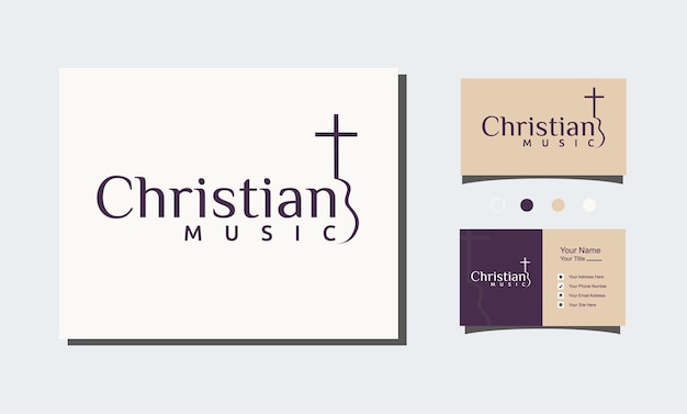 Kościół Muzyki Gospel Z Projektem Logo Gitary Christian Jesus Cross