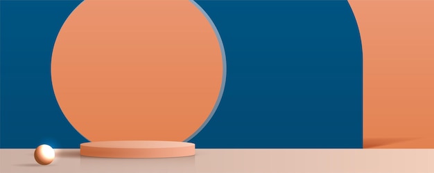 Kosmetyczne Czarno-niebieskie I Pomarańczowe Tło Oraz Wysokiej Jakości Podium Do Prezentacji Produktu