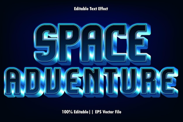 Plik wektorowy kosmiczna przygoda edytowalny efekt tekstowy styl wytłoczenia 3d