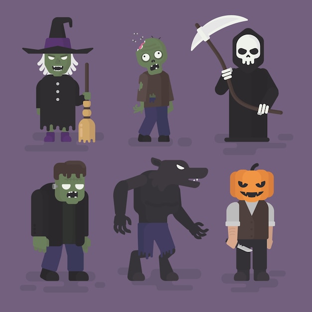 Kostiumy Na Halloween W Płaskiej Obudowie, Halloweenowa Postać, Czarownica, Zombie, żniwiarz, Frankenstein, Wilkołak I Dynia