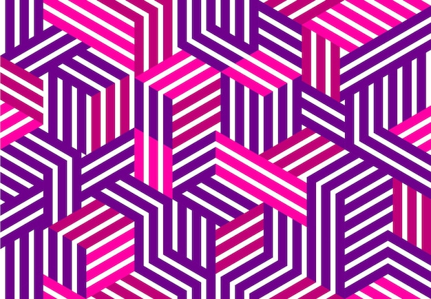 Kostki 3D bezszwowe tło wektor wzór, wyłożone blokami wymiarowymi, architektura i budownictwo, geometryczny wzór.