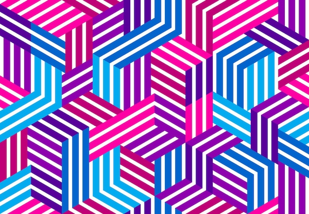 Kostki 3D bezszwowe tło wektor wzór, wyłożone blokami wymiarowymi, architektura i budownictwo, geometryczny wzór.