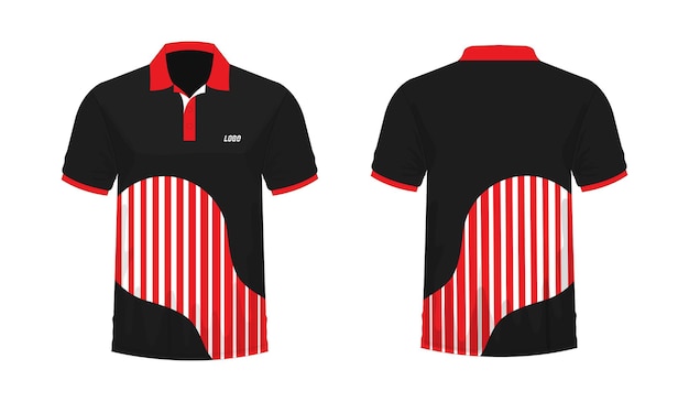 Koszulka Polo Czerwony I Czarny Szablon Do Projektowania Na Białym Tle. Ilustracja Wektorowa Eps 10.
