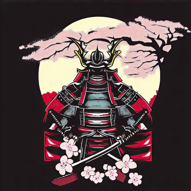 Koszulka Samurai Blossoms Ukazująca Piękno Japońskiej Flory
