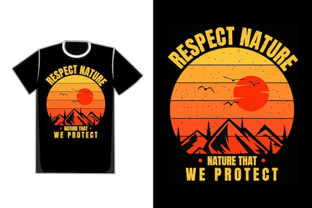 Koszulka Sylwetka Góry Natura Zachód Słońca Piękny Retro