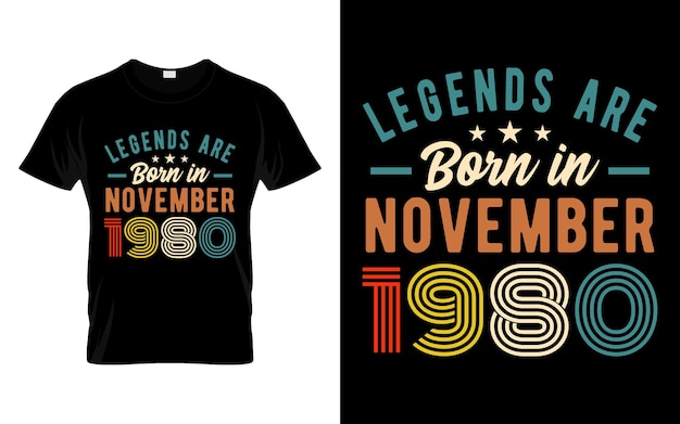 Koszulka Z Okazji 43. Urodzin Legendy Urodziły Się W Listopadzie 1980 R. Koszulka Z Okazji Urodzin